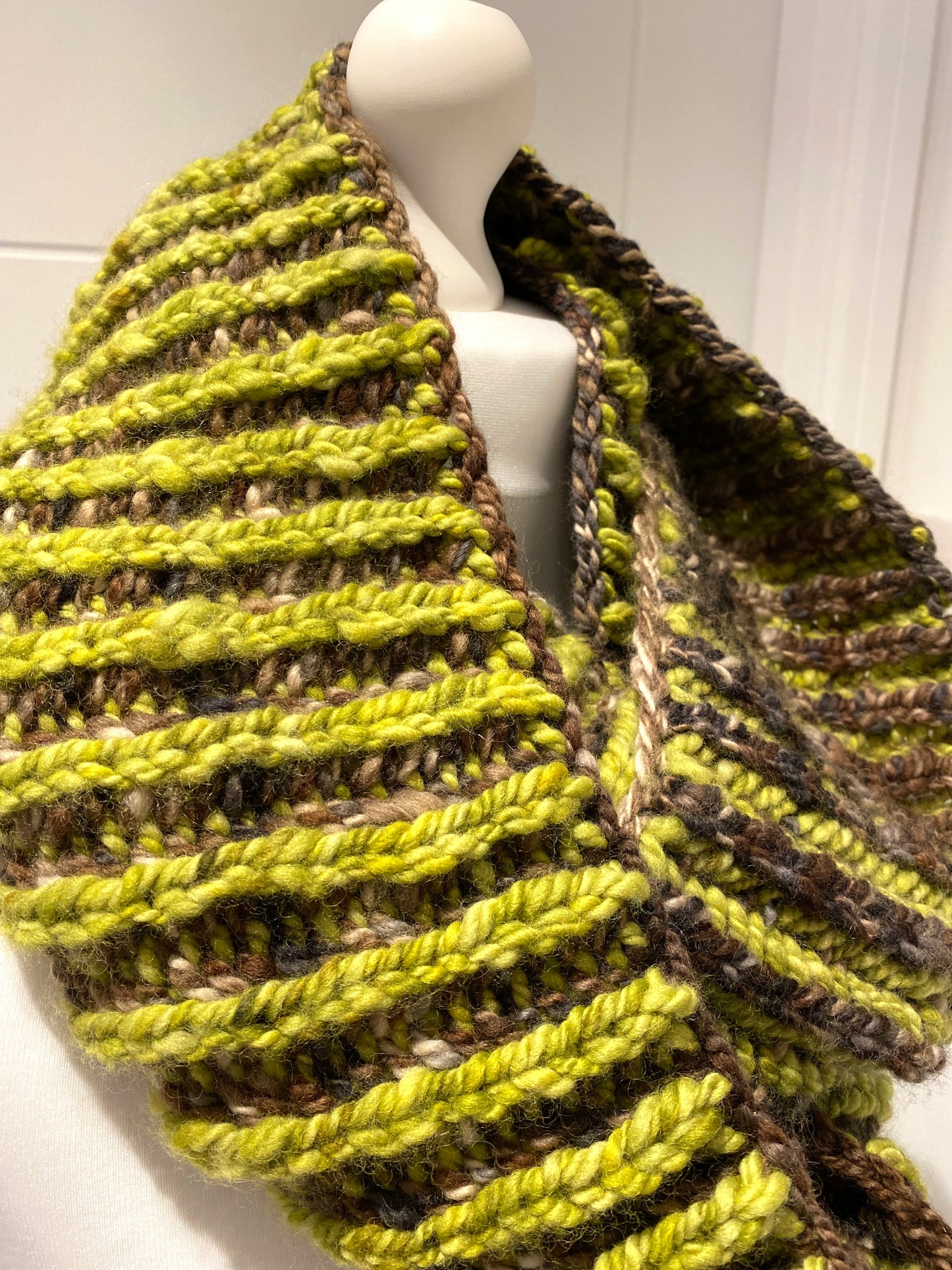 Handspun, Hand Knit Brioche Cowl - Polworth & Merino