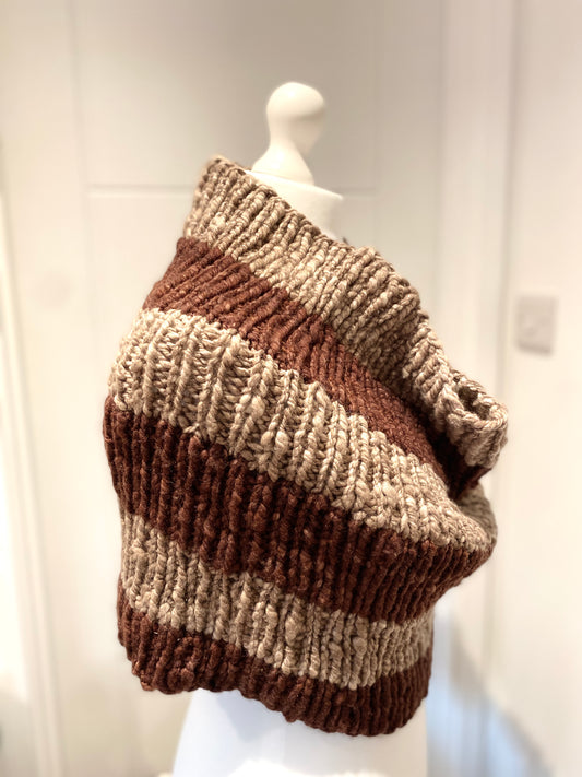 Bulky Handspun, Hand Knit Cowl - Merino & Silk