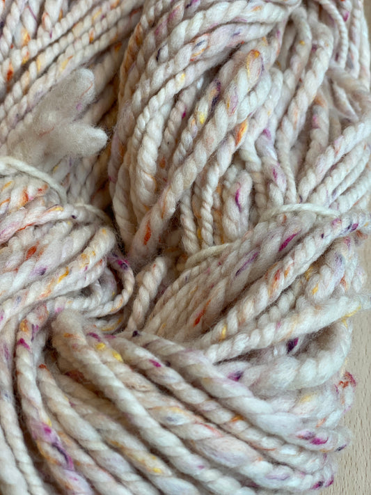 Handspun Yarn - Polworth and Wool/Viscose tweed nepps - Bulky