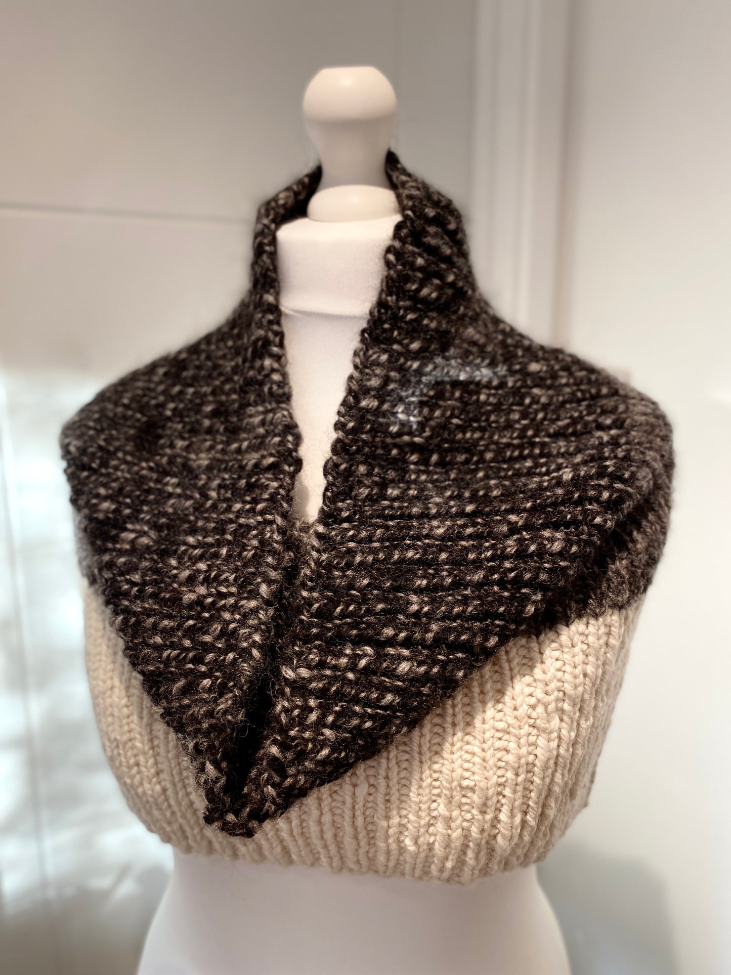 Handspun, Hand Knit Cowl - Polworth & Silk, and West Australian Alpaca
