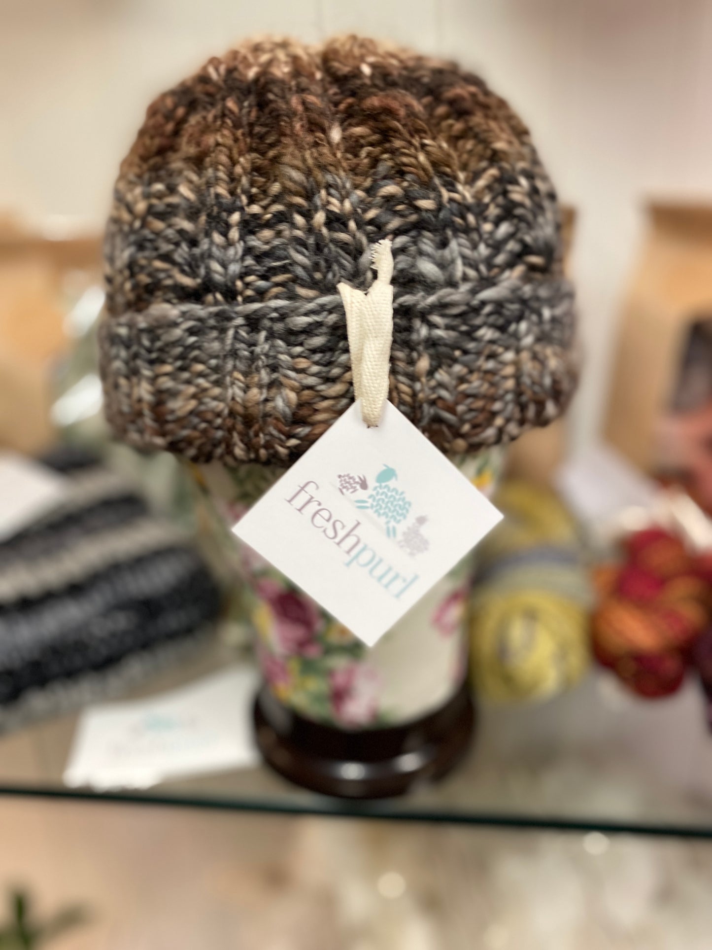 Handspun, hand knit ribbed beanie