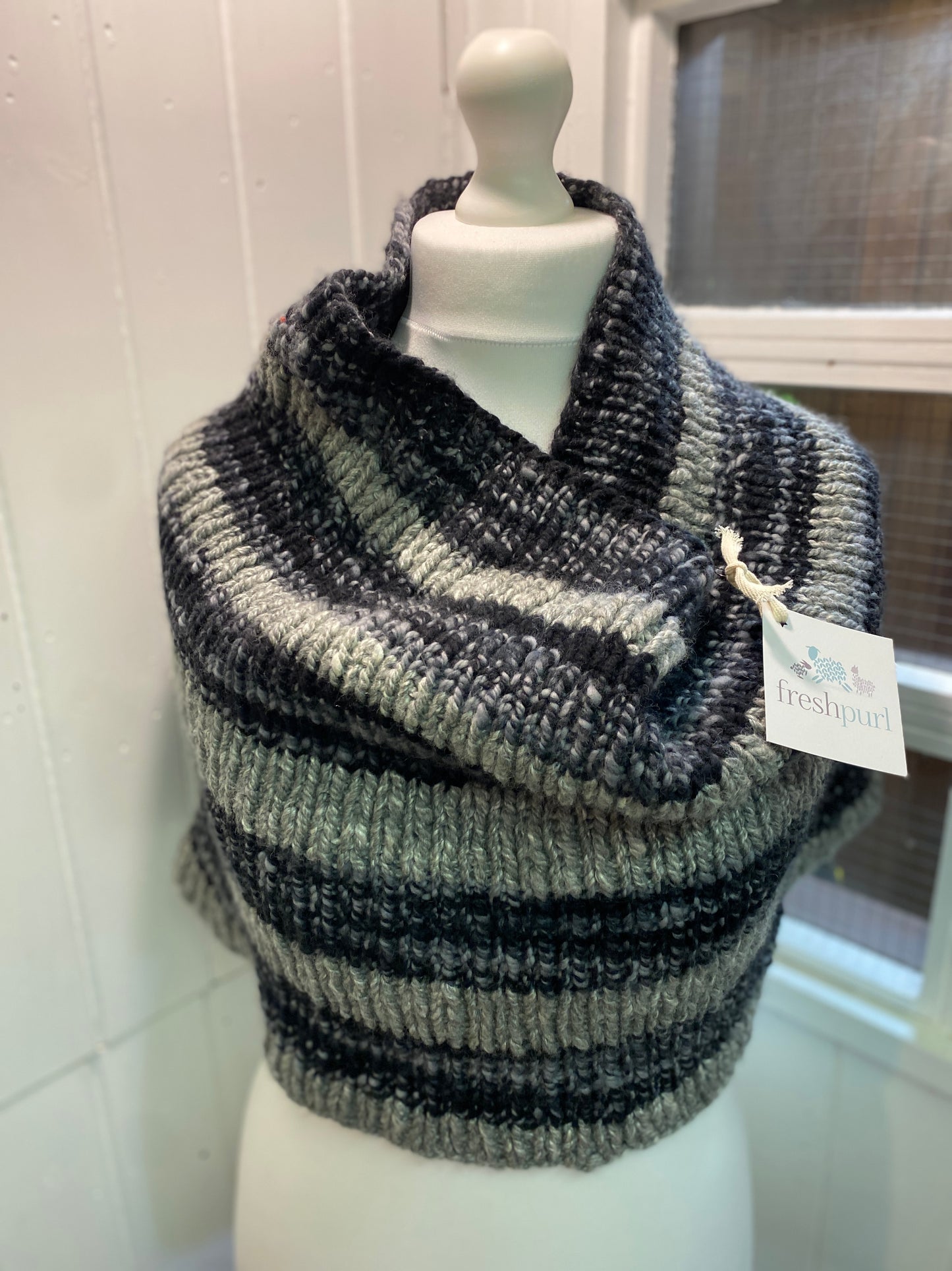Bulky Handspun, Hand Knit Cowl - Pure Australian Merino
