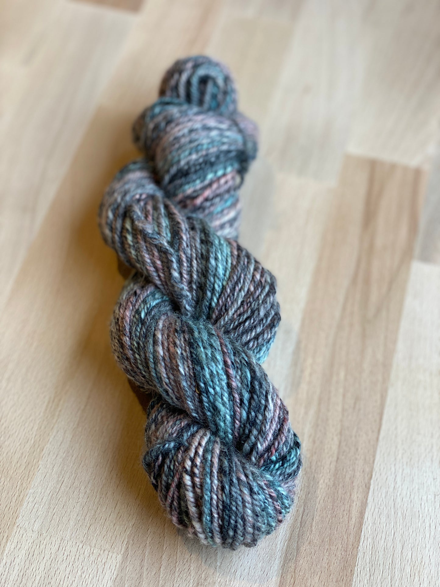 Handspun Yarn - BFL, Angora, Cashmere, Black Bamboo - 8ply/DK