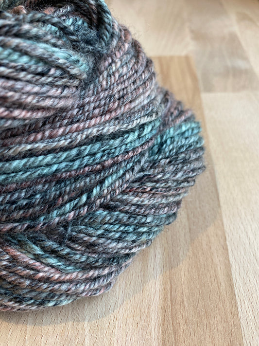 Handspun Yarn - BFL, Angora, Cashmere, Black Bamboo - 8ply/DK