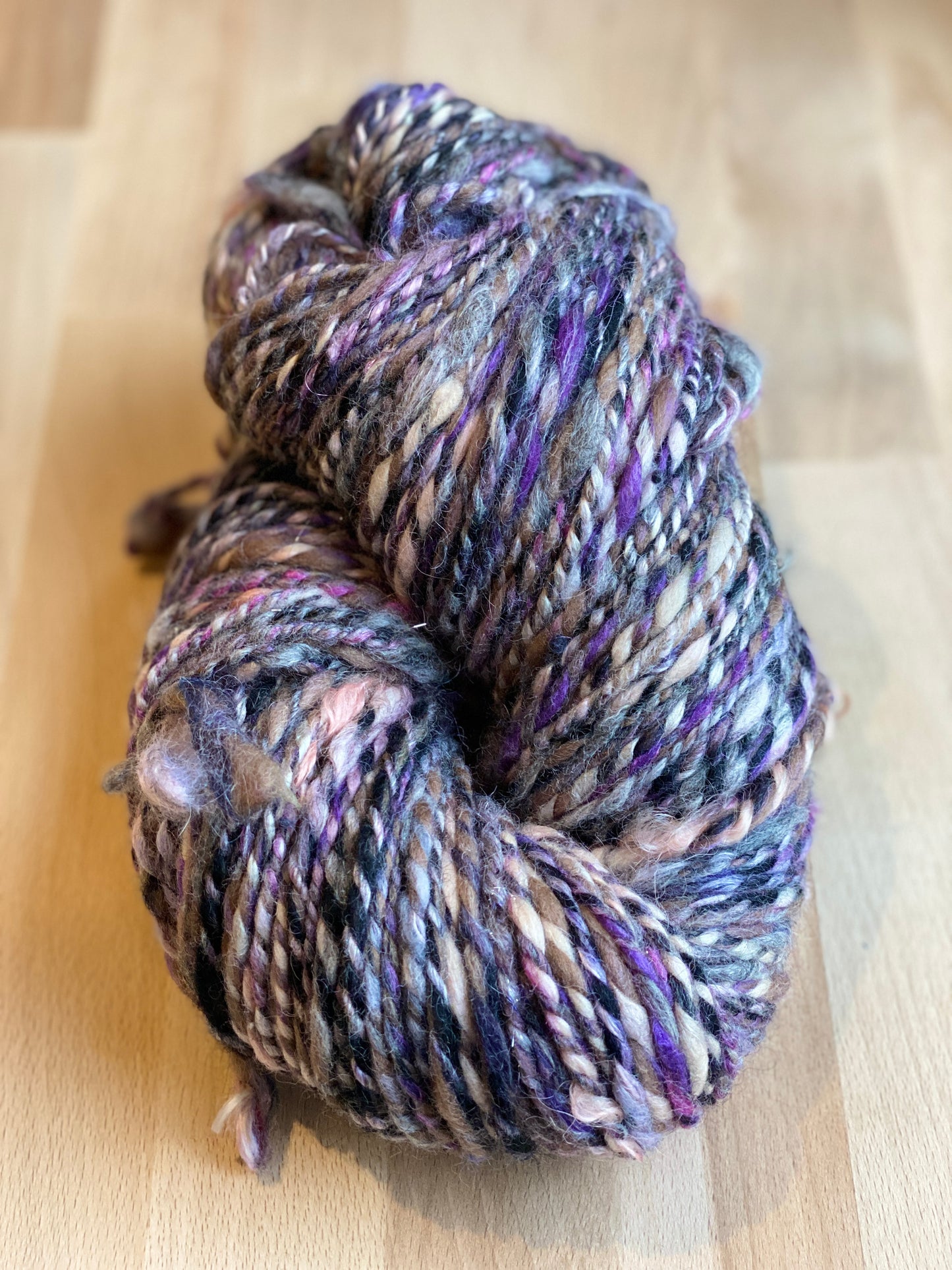 Handspun Yarn - Merino, Silk, BFL, Alpaca, Mohair, Gotland, Wool Nepps and Glitz (218gms) - Bulky