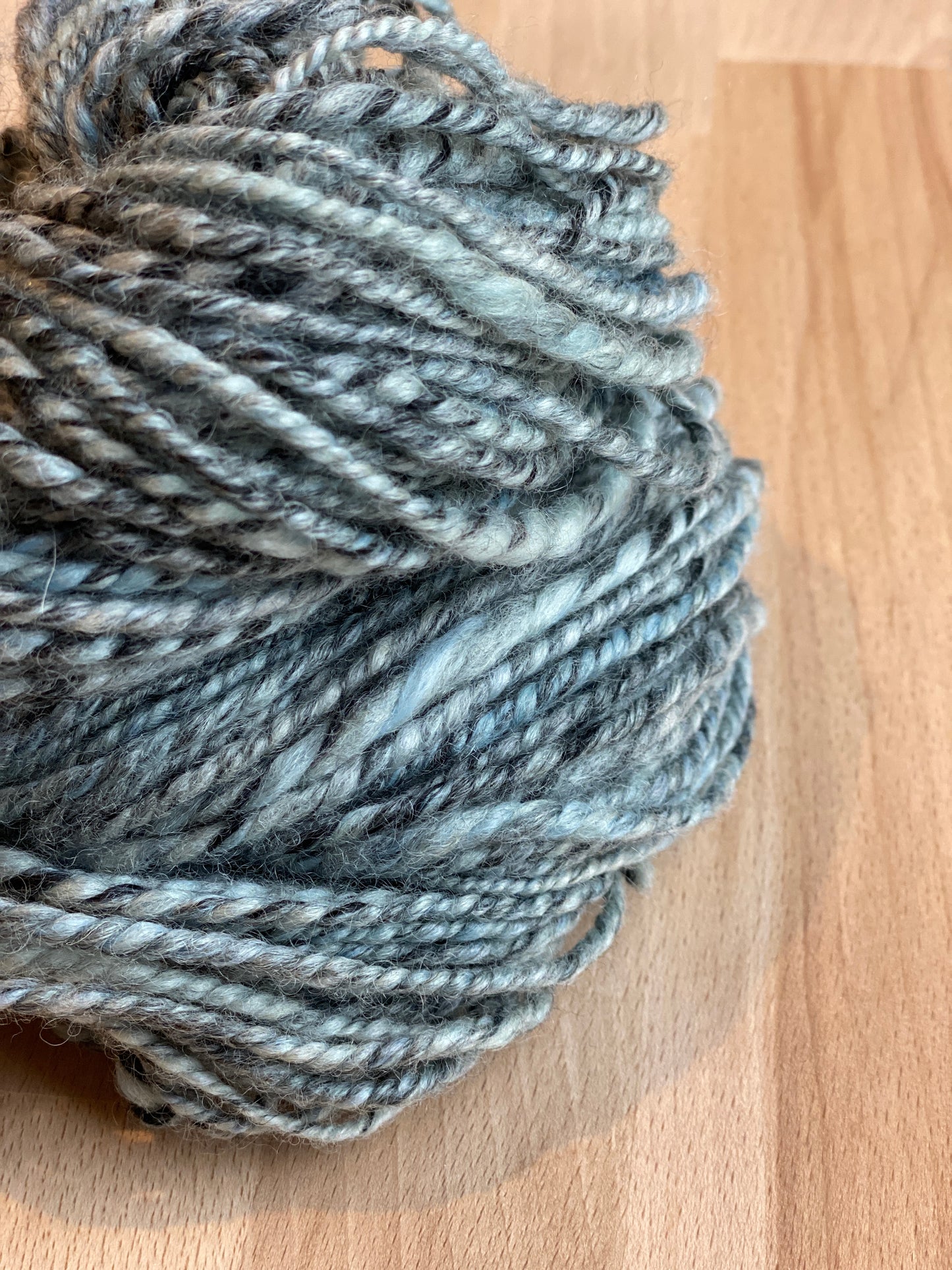 Handspun Yarn - BFL, Cashmere, Black Bamboo - 8ply/DK