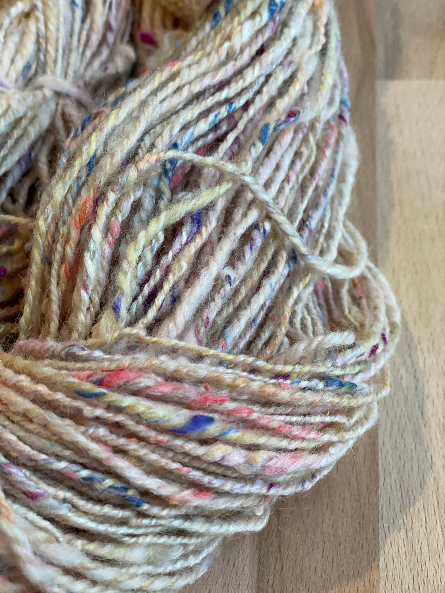 Handspun yarn - Wool and Silk Noil - 8ply/DK