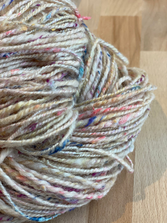 Handspun yarn - Wool and Silk Noil - 8ply/DK
