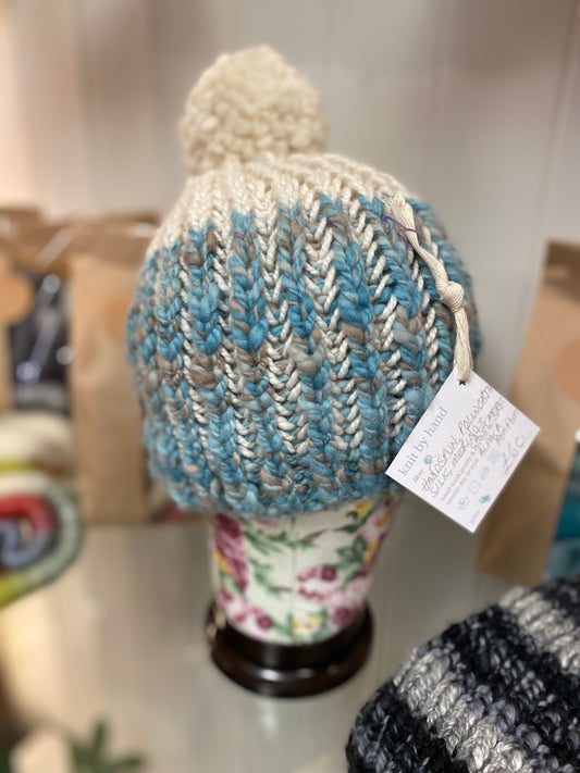 Handspun, handknit, fisherman’s rib beanie