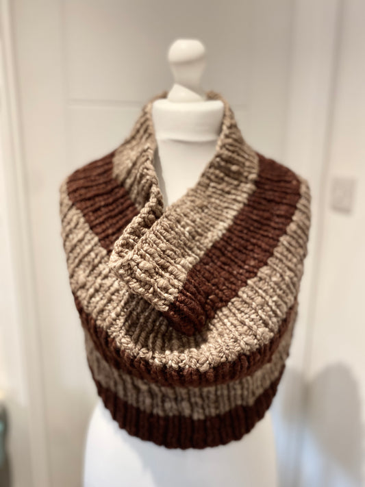 Bulky Handspun, Hand Knit Cowl - Merino & Silk