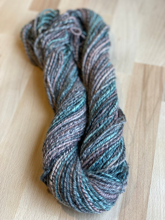 Handspun Yarn - BFL, Angora, Cashmere, Black Bamboo - 8ply/DK