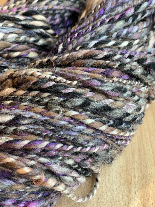 Handspun Yarn - Merino, Silk, BFL, Alpaca, Mohair, Gotland, Wool Nepps and Glitz (218gms) - Bulky