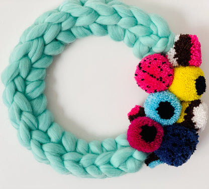 Large Wreath with Liquorice Allsorts Pom Pom's