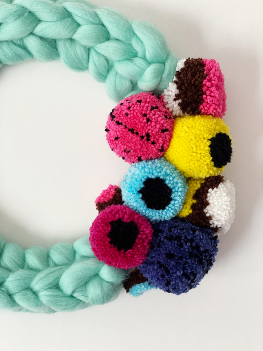 Large Wreath with Liquorice Allsorts Pom Pom's