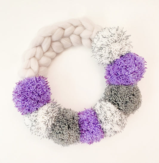 Large Natural Wreath with Glitter Pom Pom's