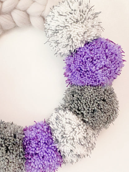 Large Natural Wreath with Glitter Pom Pom's