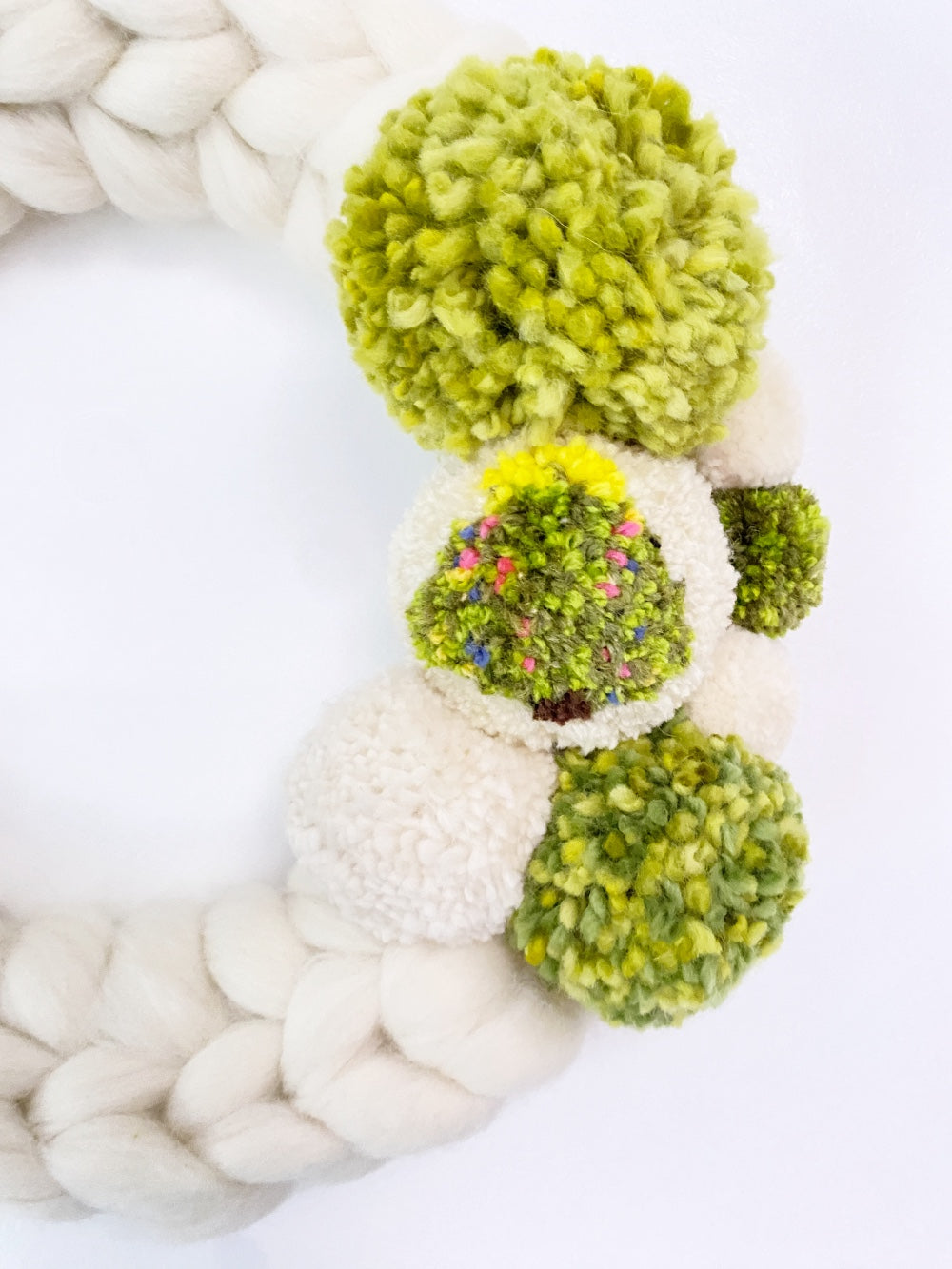 Large Natural Wreath with Christmas Tree Pom Pom