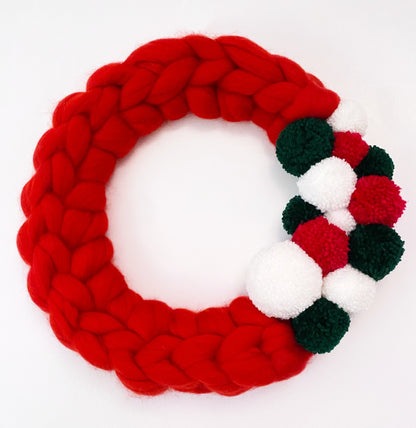 Large Red Wreath with Pom Pom's